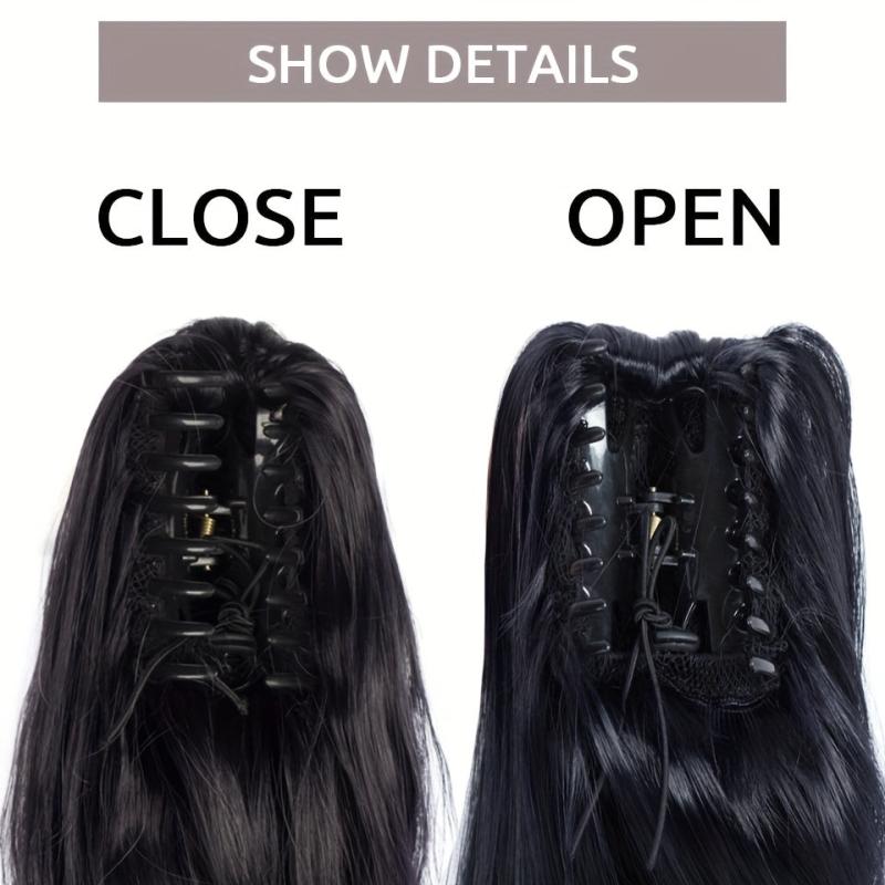 28 Cm Long Straight Ponytail Extensions Claw Clip In Hairpieces
