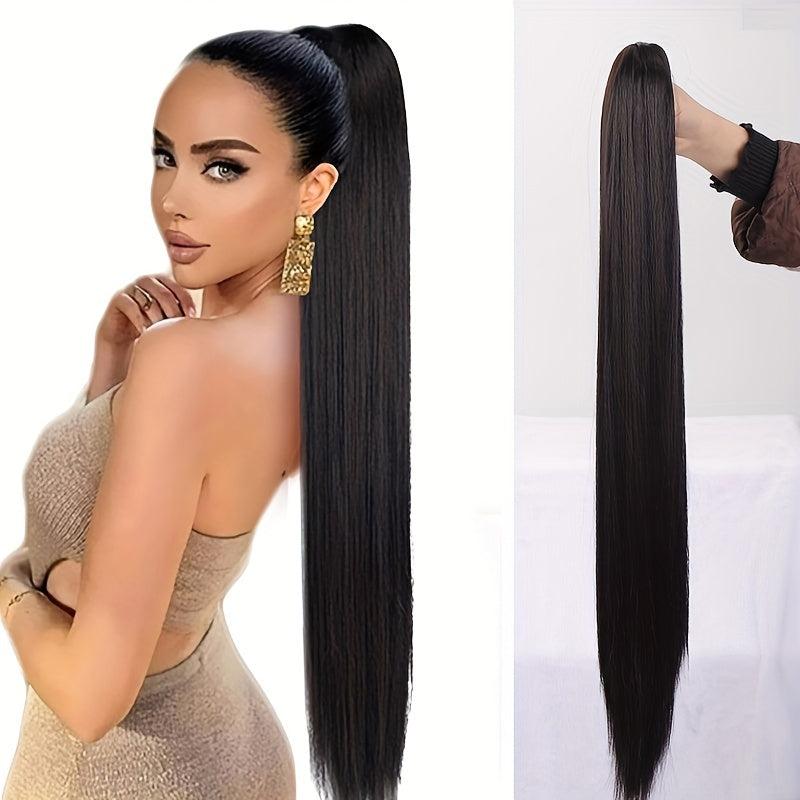 28 Cm Long Straight Ponytail Extensions Claw Clip In Hairpieces