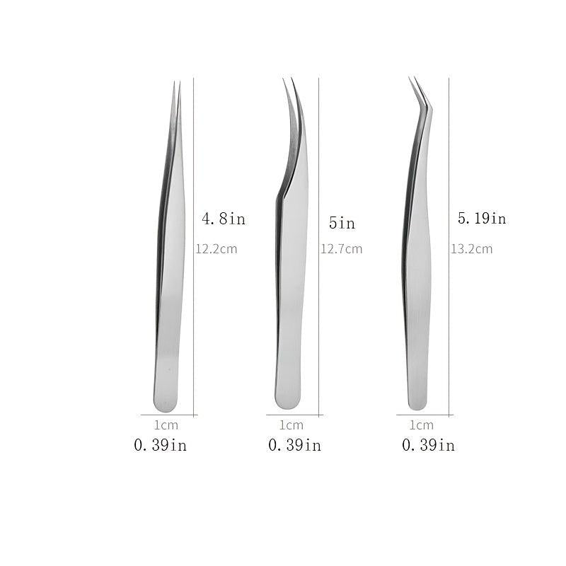 Stainless Steel Eyelash Grafting Tweezers Straight Elbow False Eyelash Accessory