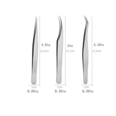 Stainless Steel Eyelash Grafting Tweezers Straight Elbow False Eyelash Accessory