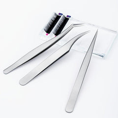 Stainless Steel Eyelash Grafting Tweezers Straight Elbow False Eyelash Accessory