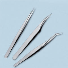 Stainless Steel Eyelash Grafting Tweezers Straight Elbow False Eyelash Accessory