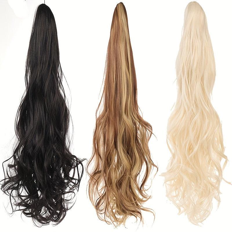 Long Curly Wavy Hair Extensions 55-88 cm Synthetic Ponytail