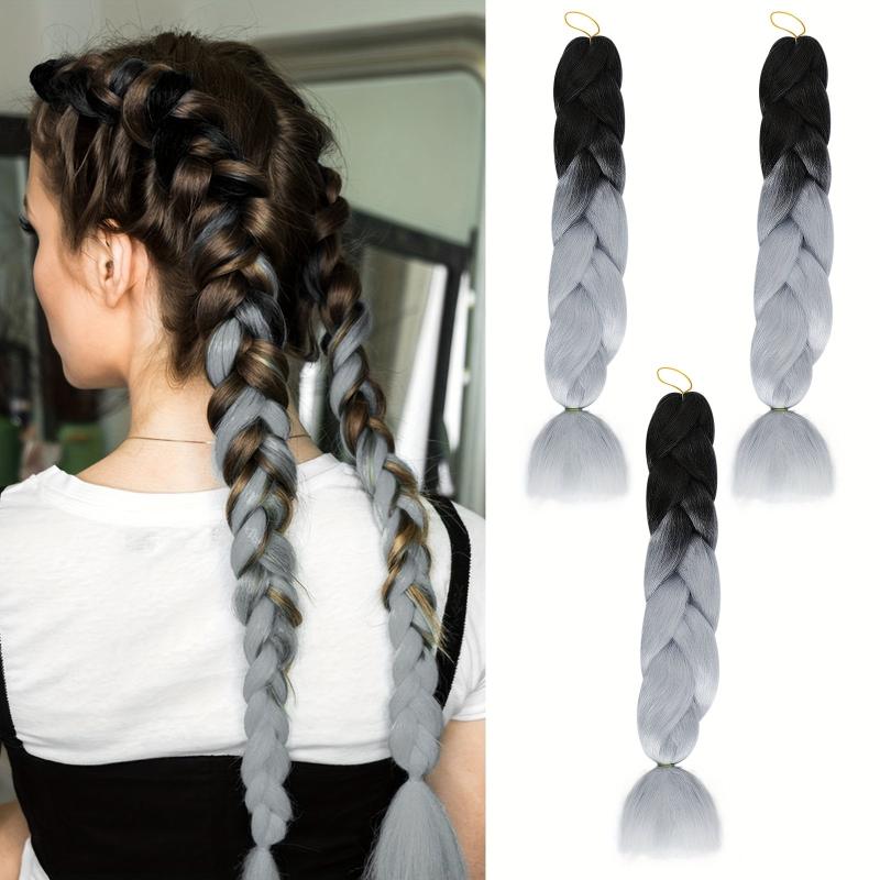3 Packs Jumbo Braiding Hair 60 96 Cm Ombre Purple Royal Braids Ponytail