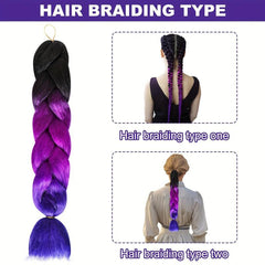 3 Packs Jumbo Braiding Hair 60 96 Cm Ombre Purple Royal Braids Ponytail