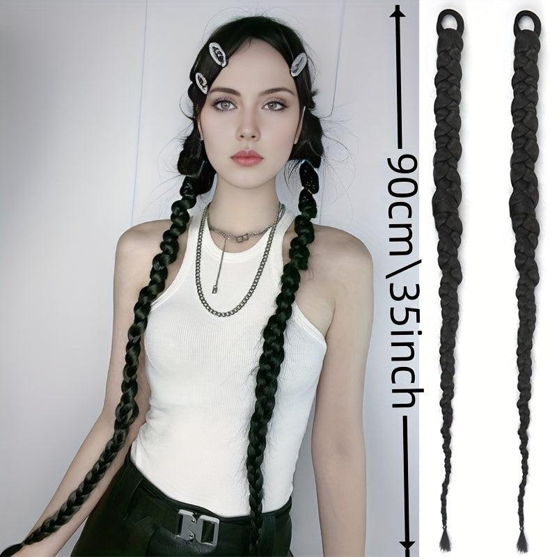 88 9 Cm Extra Long Twist Braid Ponytail Extensions With Rubber Band