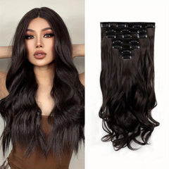 Curly Clip In Hair Extensions 7 Pieces Set Heat Resistant Synthetic Fiber