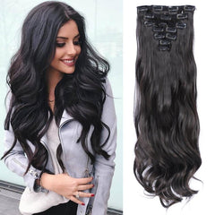 Curly Clip In Hair Extensions 7 Pieces Set Heat Resistant Synthetic Fiber
