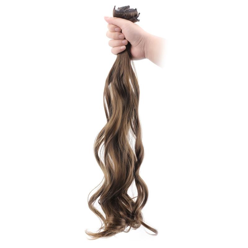 Curly Clip In Hair Extensions 7 Pieces Set Heat Resistant Synthetic Fiber