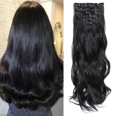 Curly Clip In Hair Extensions 7 Pieces Set Heat Resistant Synthetic Fiber