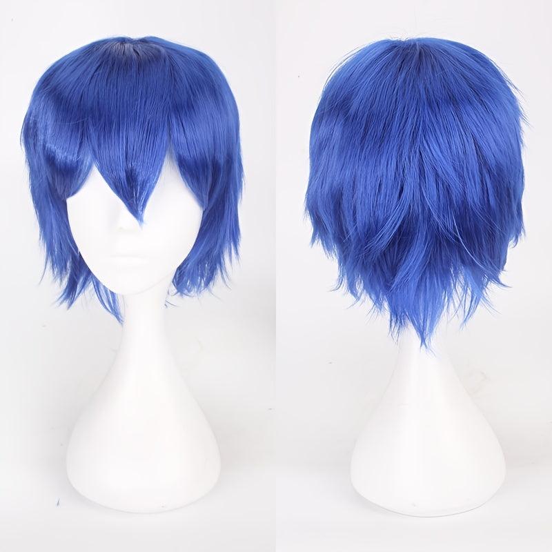 Colorful Short Straight Synthetic Wig With Bangs Anime Cosplay Wig