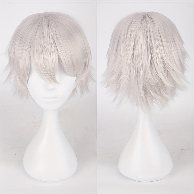 Colorful Short Straight Synthetic Wig With Bangs Anime Cosplay Wig
