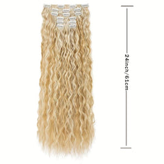 6pcs Long Curly Wavy Hair Pieces Synthetic Clip In Extensions