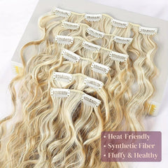 6pcs Long Curly Wavy Hair Pieces Synthetic Clip In Extensions