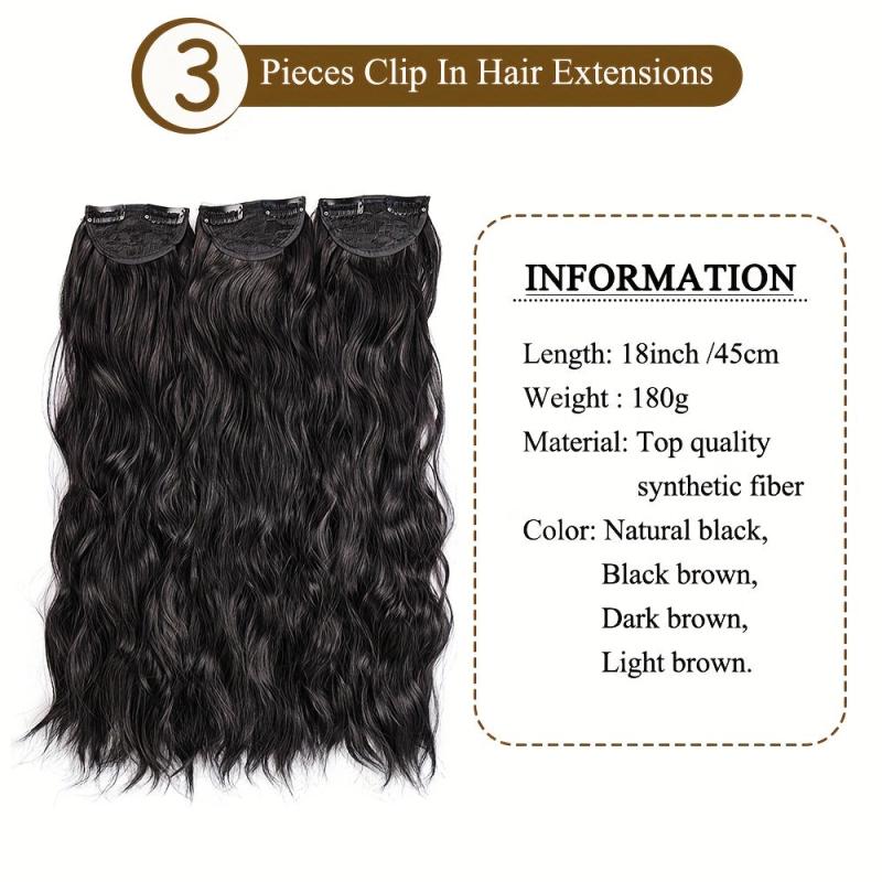 3pcs 45 72 Cm Curly Hair Clip Extensions Synthetic Hair Add Volume Length