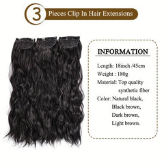 3pcs 45 72 Cm Curly Hair Clip Extensions Synthetic Hair Add Volume Length