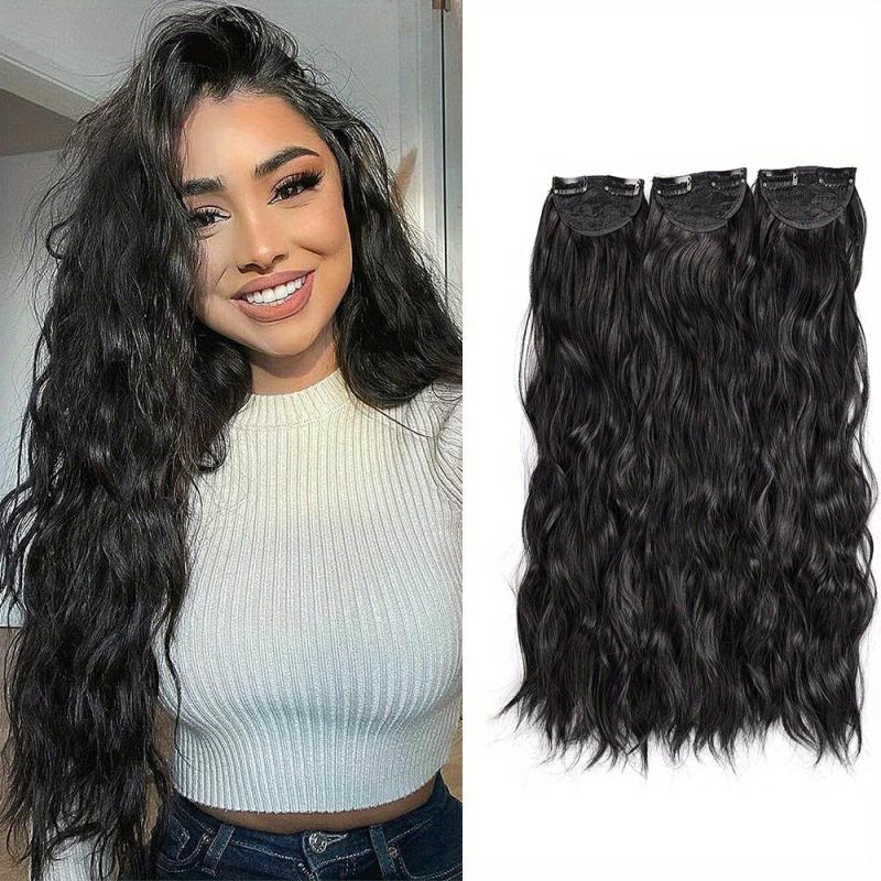 3pcs 45 72 Cm Curly Hair Clip Extensions Synthetic Hair Add Volume Length