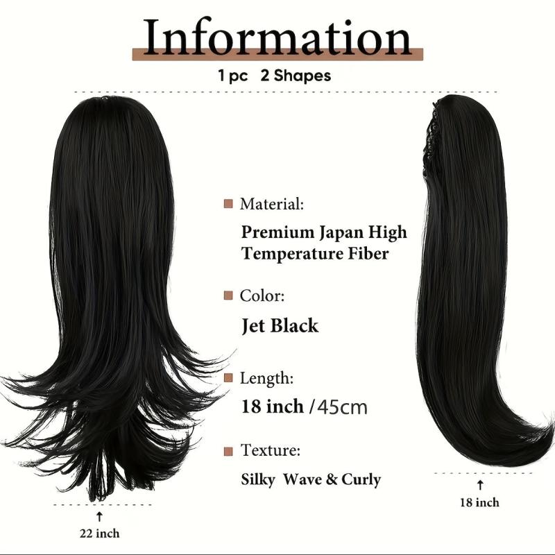 Long Curly Wavy Clip In Ponytail Extensions Synthetic Hair for Daily Use