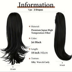 Long Curly Wavy Clip In Ponytail Extensions Synthetic Hair for Daily Use