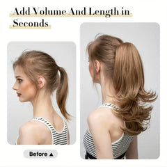 Long Curly Wavy Clip In Ponytail Extensions Synthetic Hair for Daily Use