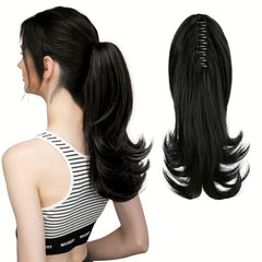 Long Curly Wavy Clip In Ponytail Extensions Synthetic Hair for Daily Use
