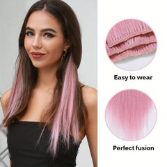 7pcs Set Straight Hair Extensions Synthetic Clip In Natural Look 115g