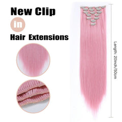 7pcs Set Straight Hair Extensions Synthetic Clip In Natural Look 115g