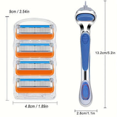 Men's 5-Layer Stainless Steel Razor Set with Replaceable Blades