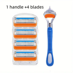 Men's 5-Layer Stainless Steel Razor Set with Replaceable Blades