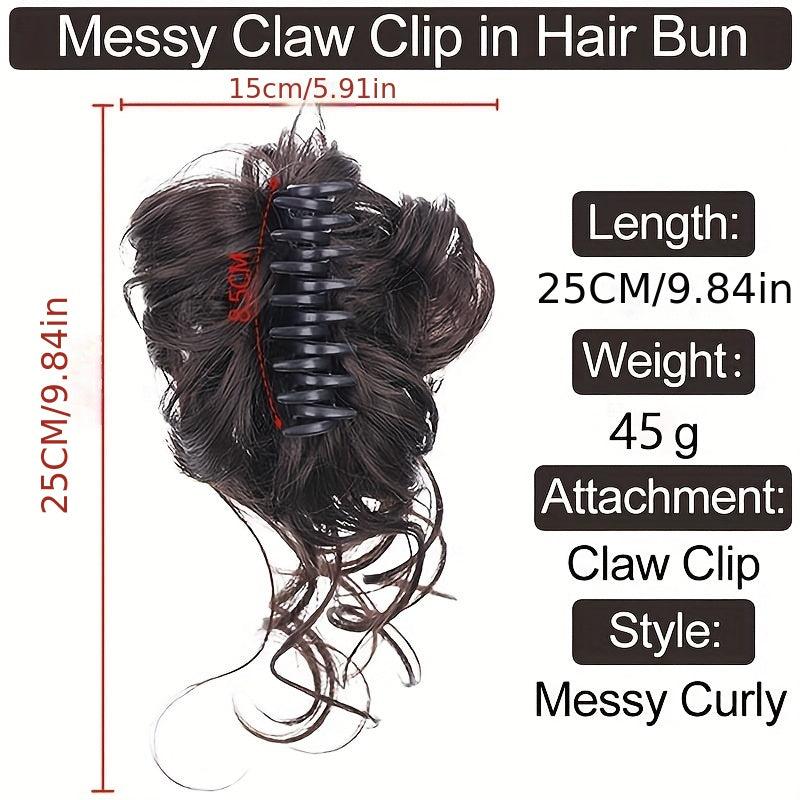 Messy Bun Hairpiece Curly Wavy Hair Scrunchie Extensions Claw Clip Updo