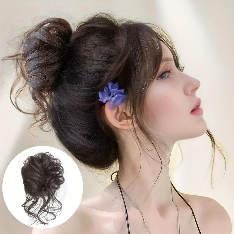 Messy Bun Hairpiece Curly Wavy Hair Scrunchie Extensions Claw Clip Updo