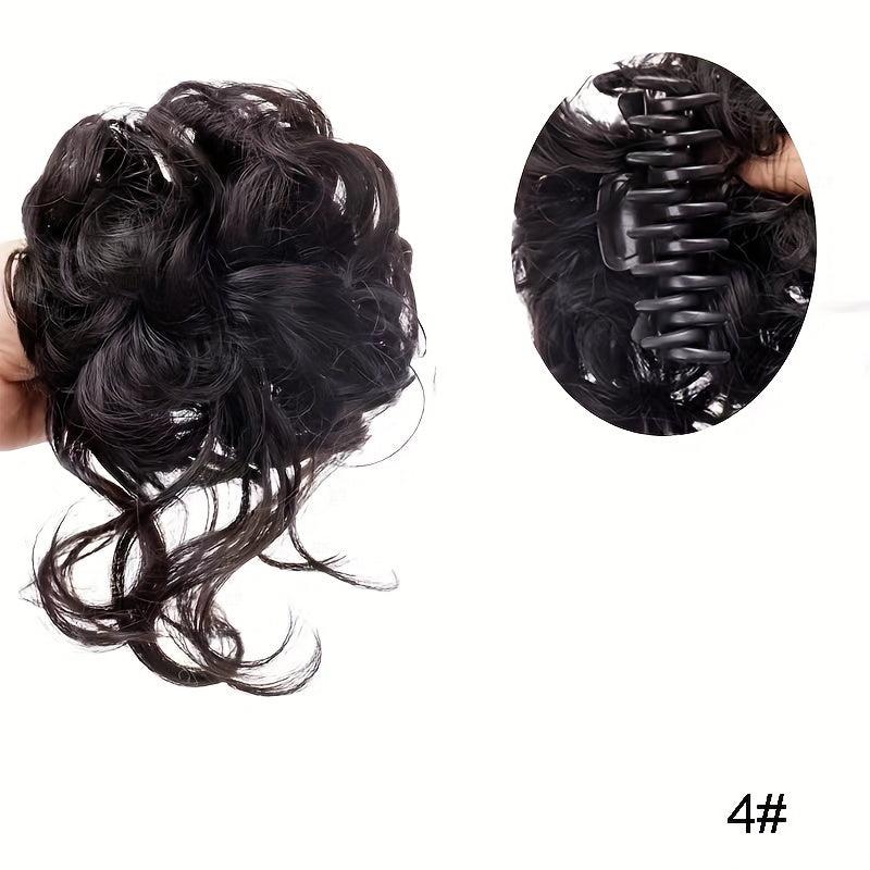 Messy Bun Hairpiece Curly Wavy Hair Scrunchie Extensions Claw Clip Updo
