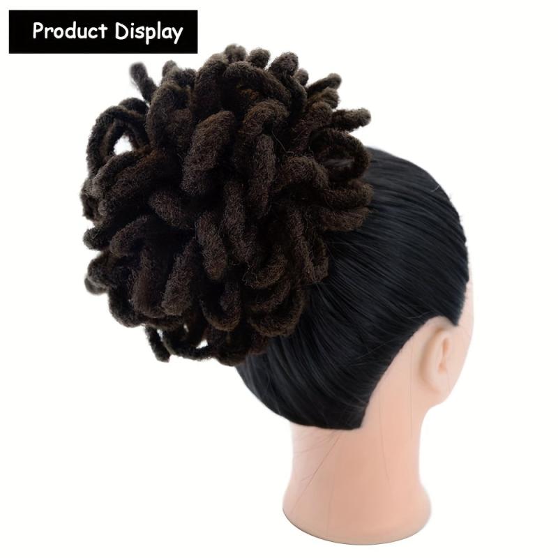 Dreadlocks Drawstring Ponytail With Clips In Faux Bun Loc Ponytail