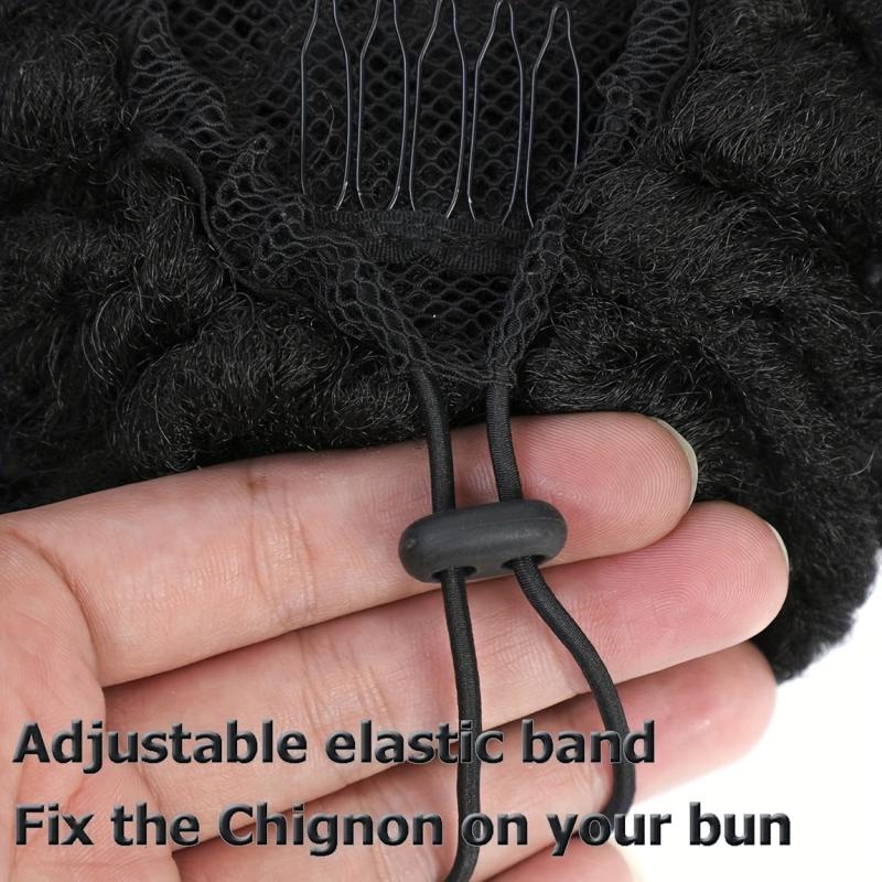 Dreadlocks Drawstring Ponytail With Clips In Faux Bun Loc Ponytail
