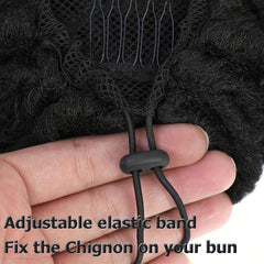 Dreadlocks Drawstring Ponytail With Clips In Faux Bun Loc Ponytail