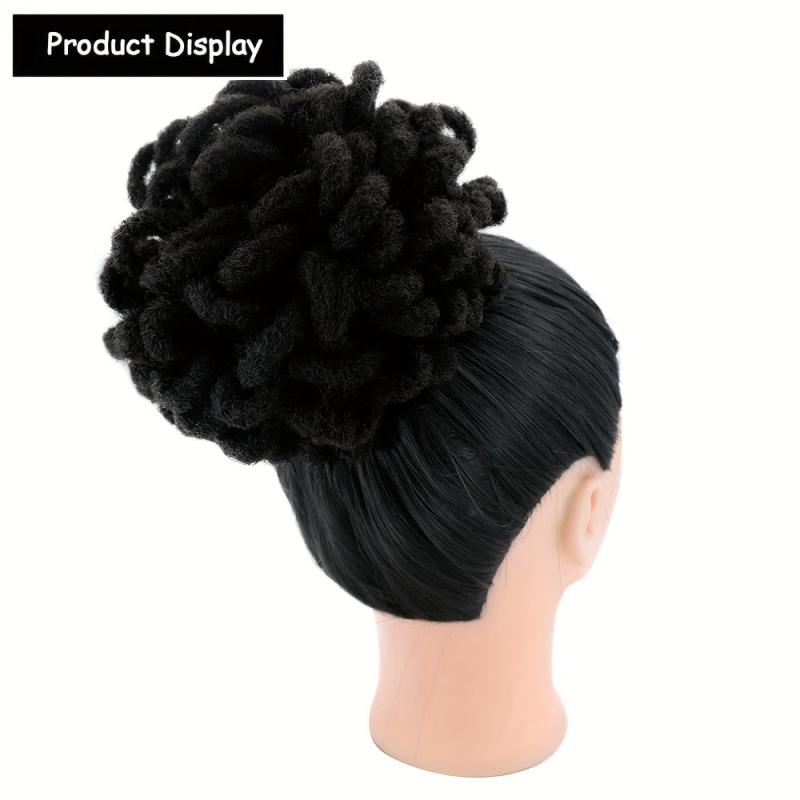 Dreadlocks Drawstring Ponytail With Clips In Faux Bun Loc Ponytail