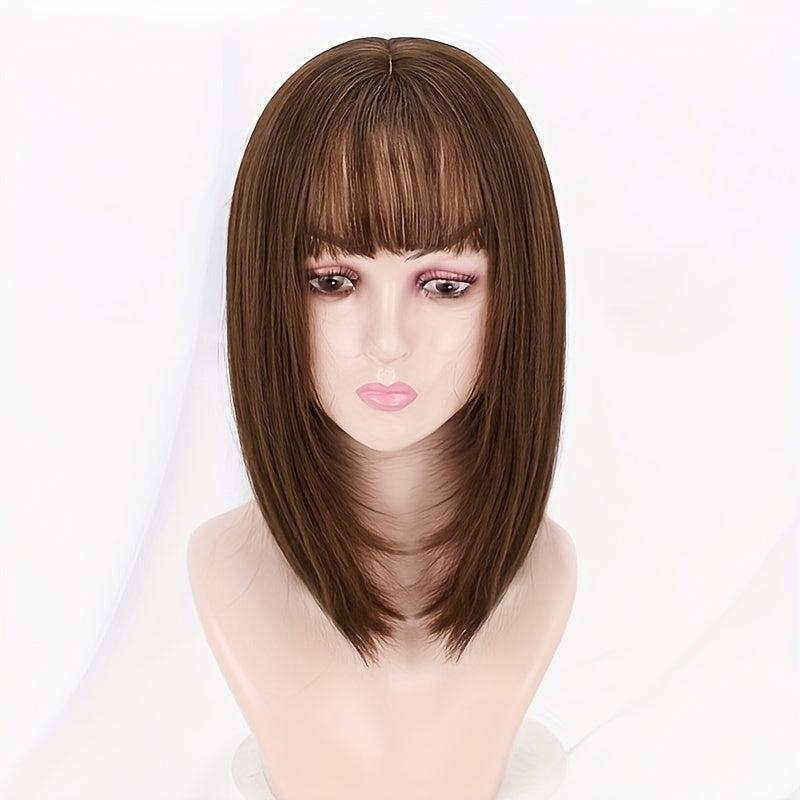 Ombre Blonde Bob Layered Wig with Bangs