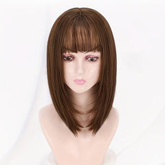 Ombre Blonde Bob Layered Wig with Bangs