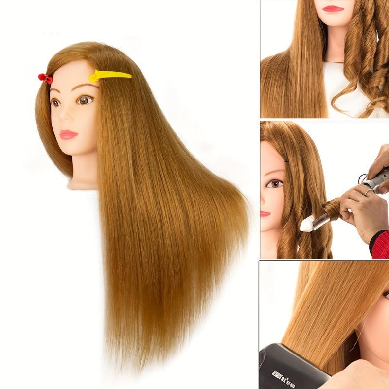 Golden/Brown Female Mannequin Training Doll Head 80 Real Hair