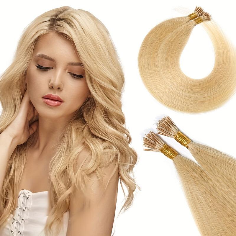 50g Human Hair I Tip Hair Extensions Long Straight Hair Pieces Natural Look