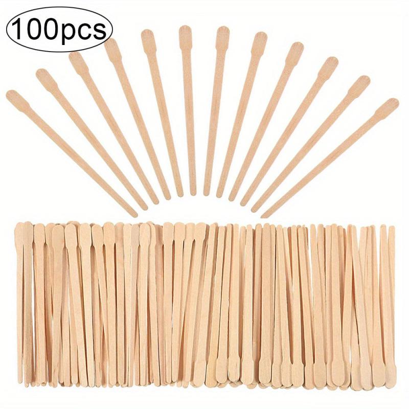 100PCS Wooden Wax Sticks Disposable Depilation Spatula