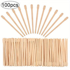 100PCS Wooden Wax Sticks Disposable Depilation Spatula