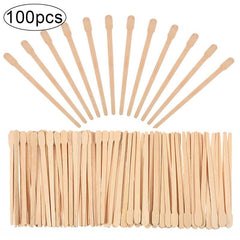 100 Wooden Wax Sticks for Hair Removal Pack