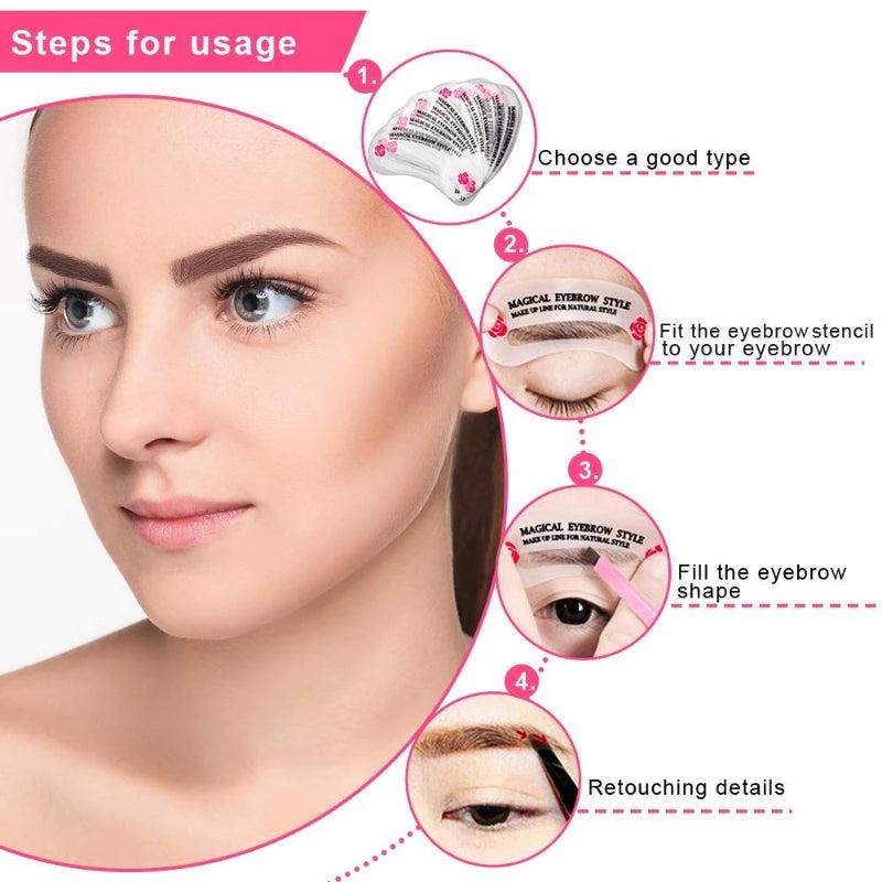 Eyebrow Stamp Stencil Kit Reusable Eyebrow Template 3 Minutes Makeup