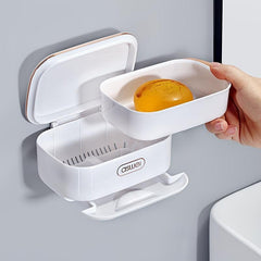 Wall Mounted Soap Box with Drainage and Cover