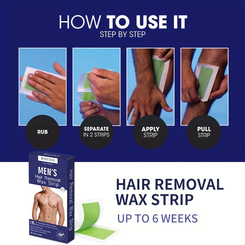 20 Sheets Portable Wax Strips for Men Hair Removal At Home
