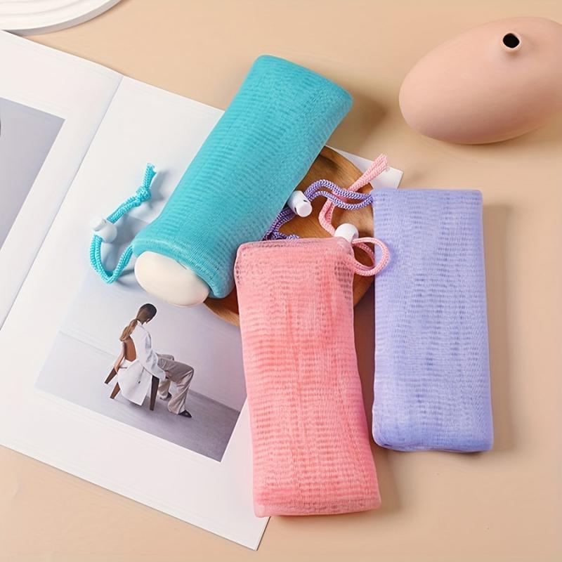 Exfoliating Mesh Soap Saver Pouch - Face Cleansing Foaming Net Bag