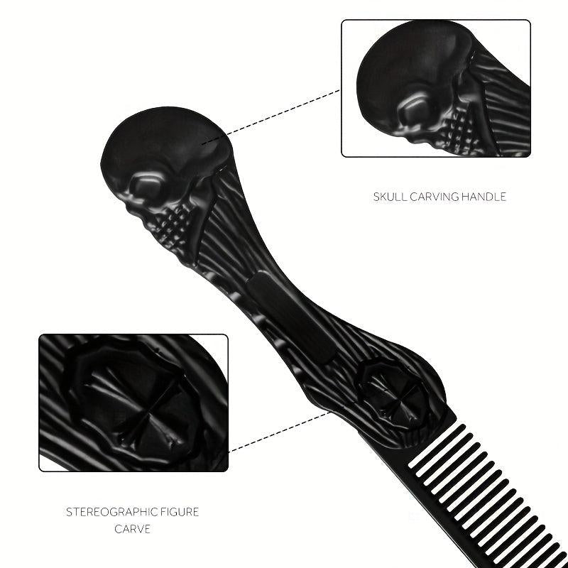 Vintage Folding Comb Metal Skeleton Pattern Pocket Hair Beard Styling Comb
