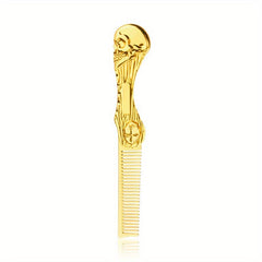 Vintage Folding Comb Metal Skeleton Pattern Pocket Hair Beard Styling Comb