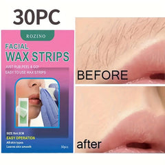 30PCS Body Wax Strips With Wet Tissues for Painless Hair Removal